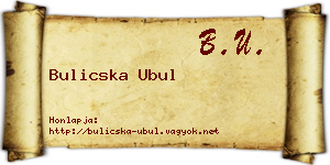 Bulicska Ubul névjegykártya